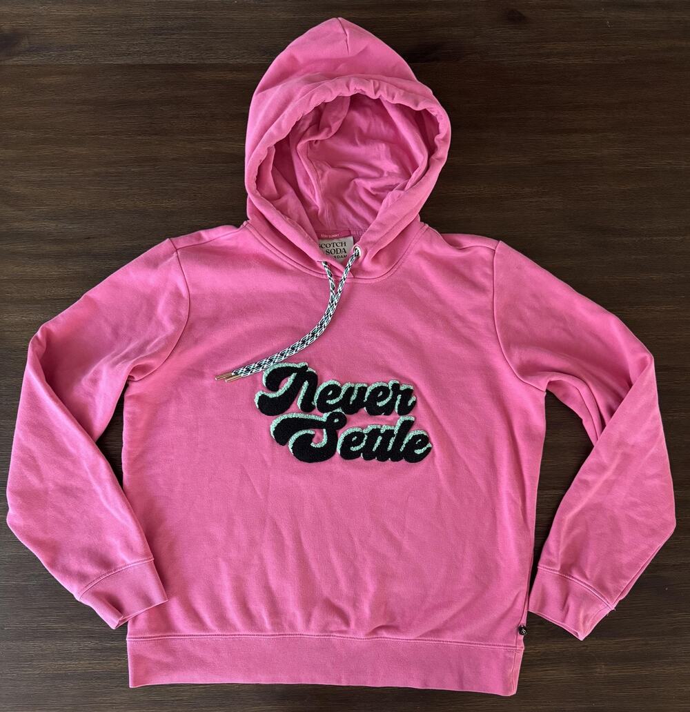 Never Settle Hoodie Pink Womens Medium Scotch & Soda Divorce Empowerment